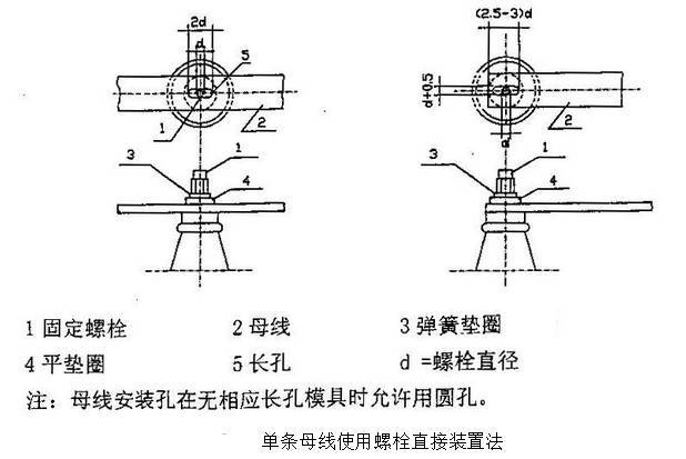 1, 直接连接的要求:当元件的端子是平面时,母线连接可直接用螺栓紧固